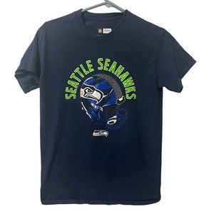 Seattle Seahawks Shirt Men Small Blue Cotton Logo NFL Football Athletic Sports‎